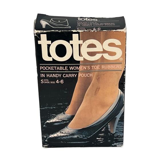 Totes Pocketable Toe Rubbers Vintage 80s Shoe Protectors Pumps Heels Size Small - Picture 2 of 5